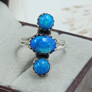 Paraiba Ethiopian Opal 925 Size US 7 Sterling Silver Ring (RS17-620)