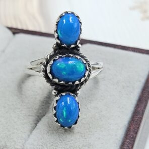 Paraiba Ethiopian Opal 925 Size US 7 Sterling Silver Ring (RS17-623)