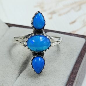 Paraiba Ethiopian Opal 925 Size US 6 Sterling Silver Ring (RS17-618)