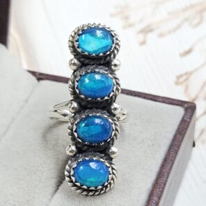 Paraiba Ethiopian Opal 925 Size US 6 Sterling Silver Ring (RS17-610)