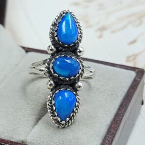 Paraiba Ethiopian Opal 925 Size US 7 Sterling Silver Ring (RS17-619)