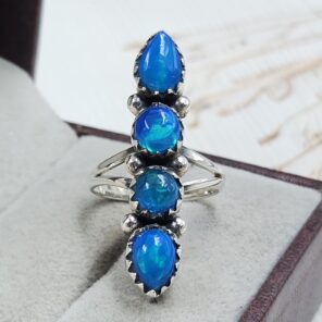 Paraiba Ethiopian Opal 925 Size US 6 Sterling Silver Ring (RS17-611)