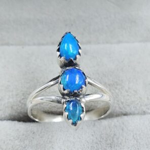 Paraiba Ethiopian Opal 925 Size US 6 Sterling Silver Ring (RS17-617)