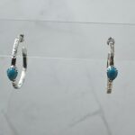 Kingman Turquoise 925 Sterling Silver Hoop Earring (REXT136-90)