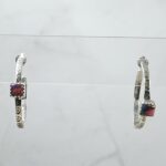 Pink Dahlia Turquoise 925 Sterling Silver Hoop Earring (REXT136-89)