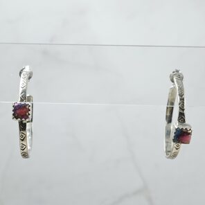 Pink Dahlia Turquoise 925 Sterling Silver Hoop Earring (REXT136-89)