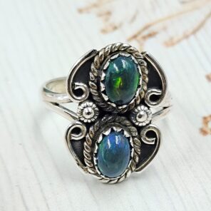 Black Opal 925 Sterling Silver Ring (RS29-348)