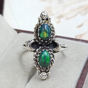 Black Opal 925 Sterling Silver Ring (RS29-346)