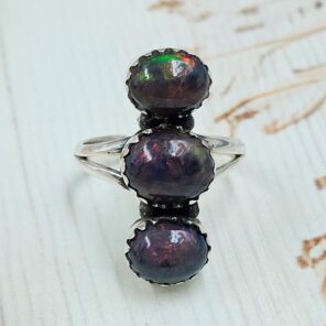 Black Opal 925 Sterling Silver Ring (RS29-344)