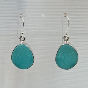 Tibetan Turquoise 1.25" 925 Sterling Silver Earring (REXT58-64)