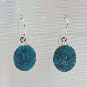 Tibetan Turquoise 1.25" 925 Sterling Silver Earring (REXT58-66)