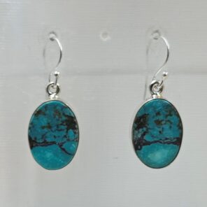 Tibetan Turquoise 1.25" 925 Sterling Silver Earring (REXT58-67)