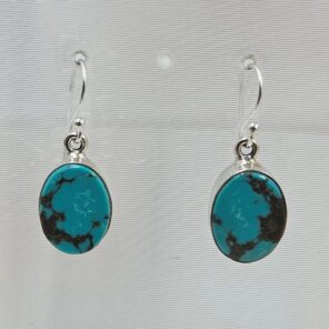 Tibetan Turquoise 1.25" 925 Sterling Silver Earring (REXT58-69)