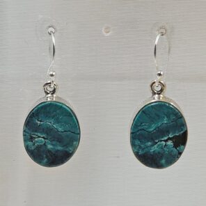Tibetan Turquoise 1.25" 925 Sterling Silver Earring (REXT58-73)
