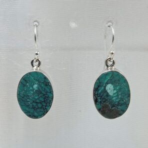 Tibetan Turquoise 1.25" 925 Sterling Silver Earring (REXT58-74)