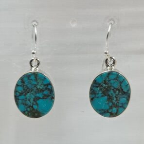 Tibetan Turquoise 1.25" 925 Sterling Silver Earring (REXT58-75)