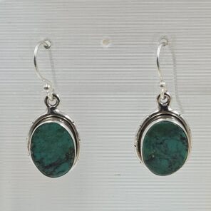 Tibetan Turquoise 1.25" 925 Sterling Silver Earring (REXT58-76)