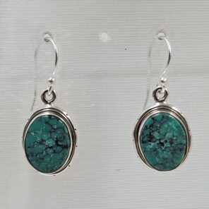 Tibetan Turquoise 1.25" 925 Sterling Silver Earring (REXT58-77)