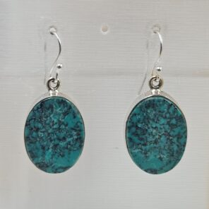 Tibetan Turquoise 1.25" 925 Sterling Silver Earring (REXT58-81)