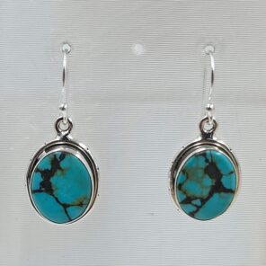 Tibetan Turquoise 1.25" 925 Sterling Silver Earring (REXT58-83)