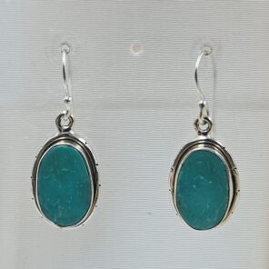 Tibetan Turquoise 1.25" 925 Sterling Silver Earring (REXT58-84)