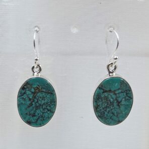 Tibetan Turquoise 1.25" 925 Sterling Silver Earring (REXT58-85)