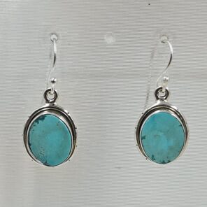 Tibetan Turquoise 1.25" 925 Sterling Silver Earring (REXT58-86)