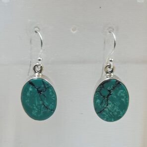 Tibetan Turquoise 1.25" 925 Sterling Silver Earring (REXT58-87)