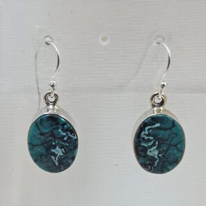 Tibetan Turquoise 1.25" 925 Sterling Silver Earring (REXT58-88)