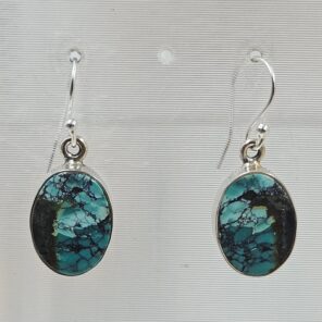 Tibetan Turquoise 1.25" 925 Sterling Silver Earring (REXT58-89)