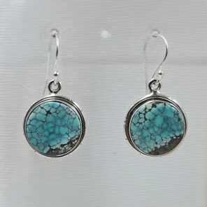 Tibetan Turquoise 1.25" 925 Sterling Silver Earring (REXT58-90)
