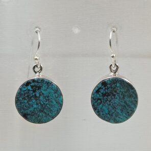 Tibetan Turquoise 1.25" 925 Sterling Silver Earring (REXT58-91)