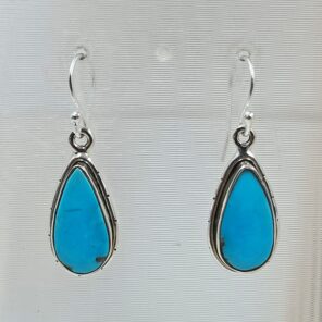 Tibetan Turquoise 1.25" 925 Sterling Silver Earring (REXT58-92)
