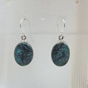 Tibetan Turquoise 1.25" 925 Sterling Silver Earring (REXT58-93)
