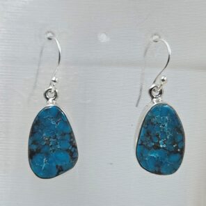 Tibetan Turquoise 1.25" 925 Sterling Silver Earring (REXT58-94)