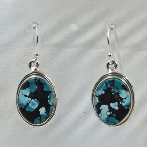Tibetan Turquoise 1.25" 925 Sterling Silver Earring (REXT58-95)