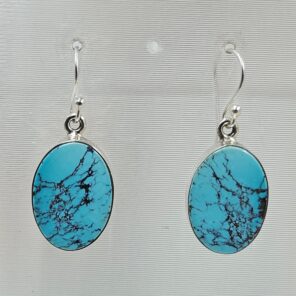 Tibetan Turquoise 1.25" 925 Sterling Silver Earring (REXT58-99)