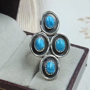 Kingman Turquoise 925 Sterling Silver Ring (REXT22-127)