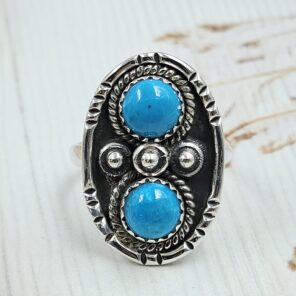 Kingman Turquoise 925 Sterling Silver Ring (REXT22-126)