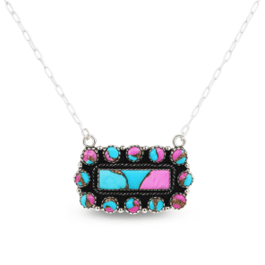 Cotton Candy Turquoise 18" 925 Cluster Sterling Silver Necklace (REXT138-32)