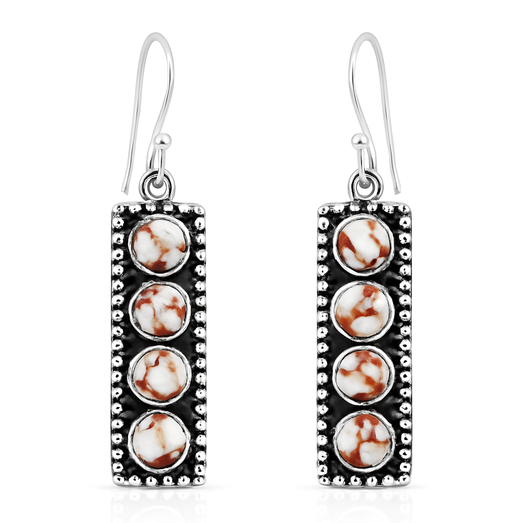 Wild Horse Jasper 1.25" 925 Sterling Silver Bar Earring (REXT22-123)