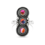 Pink Dahlia Turquoise 925 Sterling Silver Ring (REXT142-37)