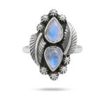 Moonstone Feather Ring Silver