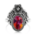 Pink Dahlia Turquoise 925 Sterling Silver Ring (REXT147-5)