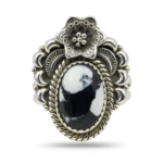 White Buffalo Turquoise Silver Ring