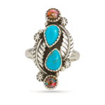 Kingman & Pink Dahlia Turquoise 925 Sterling Silver Ring (REXT146-1)