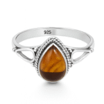 Amber Gemstone Ring Silver