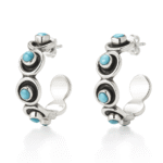 Turquoise Hoop Earrings Silver