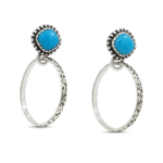 Kingman Turquoise 925 Sterling Silver Hoop Earring (REXT136-18)