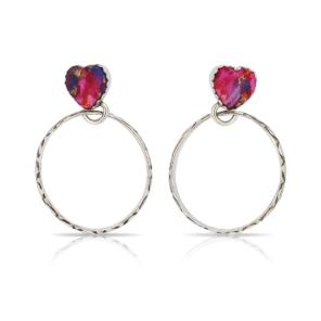 Pink Dahlia Turquoise 925 Sterling Silver Hoop Earrings (REXT137-11)